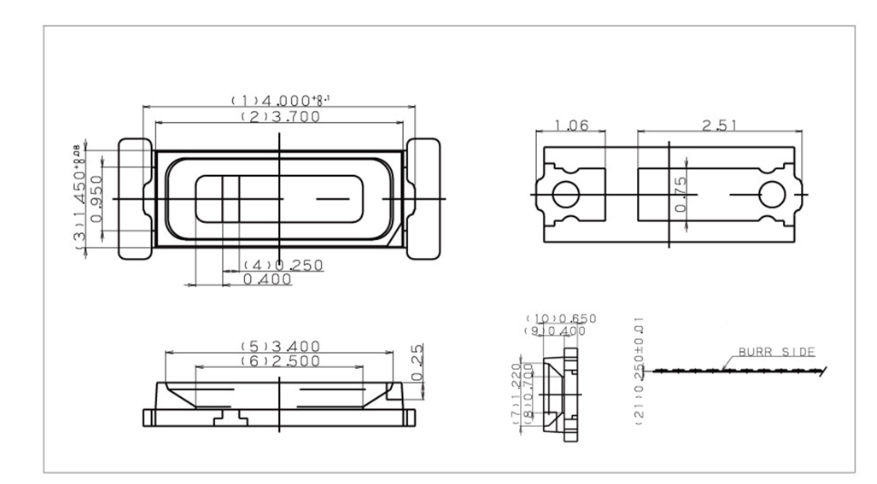 中小功率系列LED灯珠 XY-4014W** 产品规格尺寸