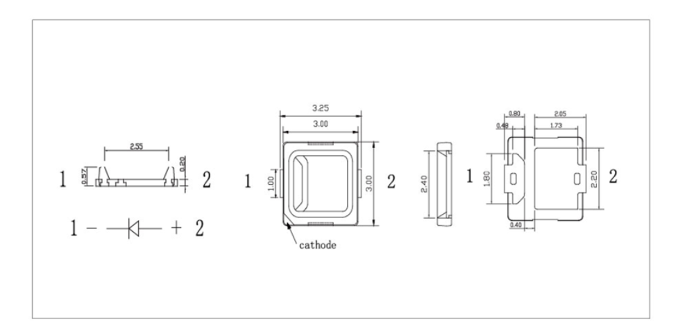 中小功率SMD系列 YC-3030W** LED灯珠产品规格图